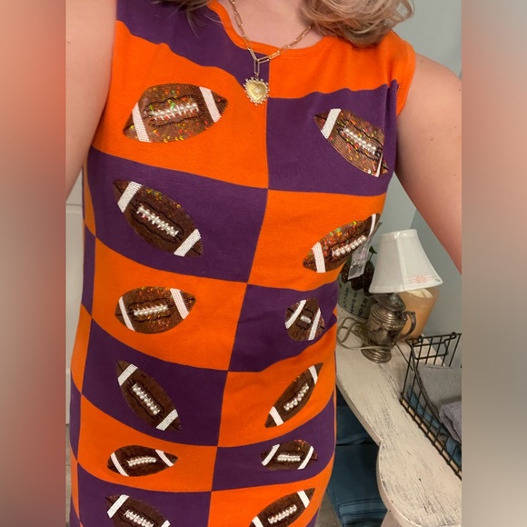 Gameday Football Mini Dress Back Cut Out Queen of Sparkles - Picture 2 of 8